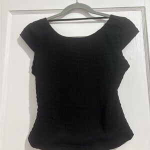 Lulu's Elegant Black Textured Blouse